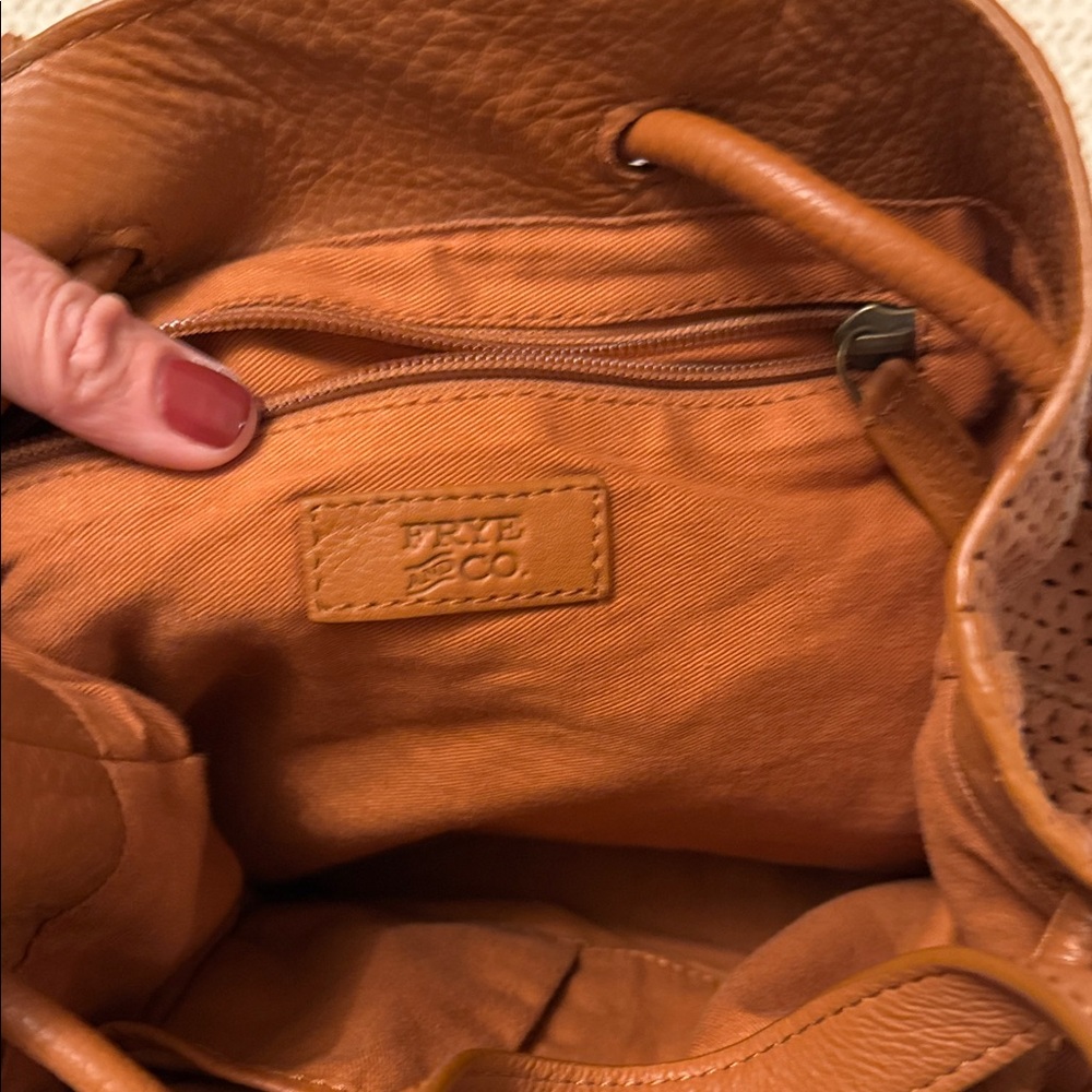 FRYE AND CO. Brown Perforated Leather Backpack - Picture 2 of 7